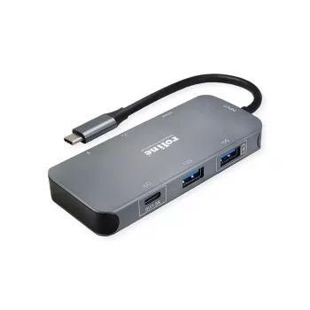 ROLINE USB Type-C Hub 12.02.1121 HDMI RJ-45 USB 3.2 Gen 2 Pilka
