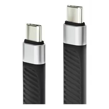 Techly ICOC-USBC-FL-U4 USB4 Gen 2x2 laidas, USB-C, 0,124 m, juodas