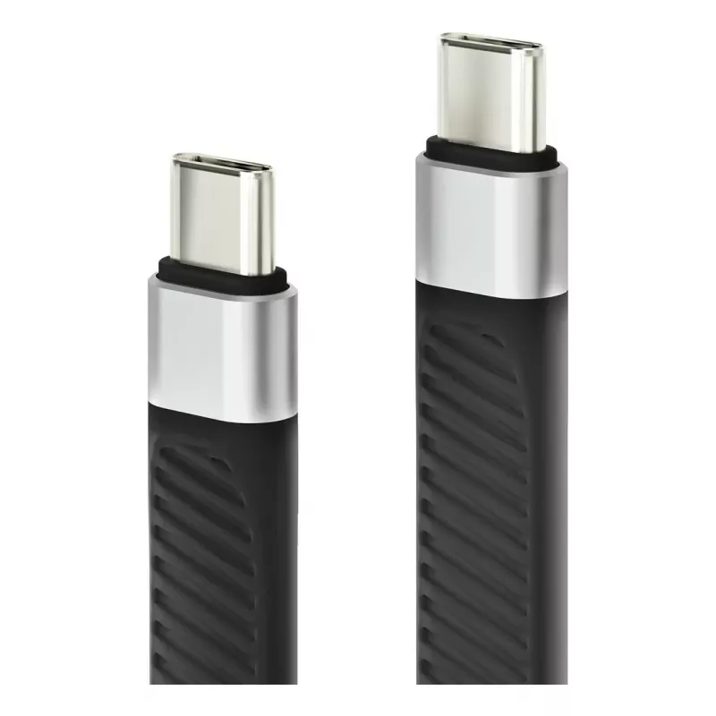 Techly ICOC-USBC-FL-U4 USB4 Gen3 USB-C į USB-C lankstus plokščias kabelis, 0,124 m