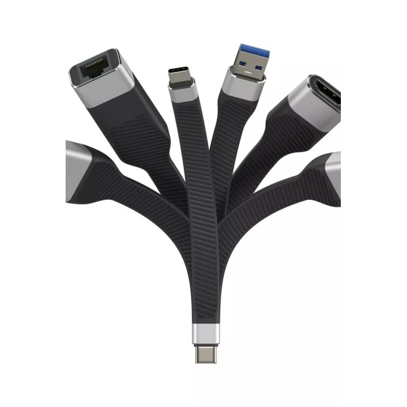 Techly ICOC-USBC-FL-U4 USB4 Gen3 USB-C į USB-C lankstus plokščias kabelis, 0,124 m