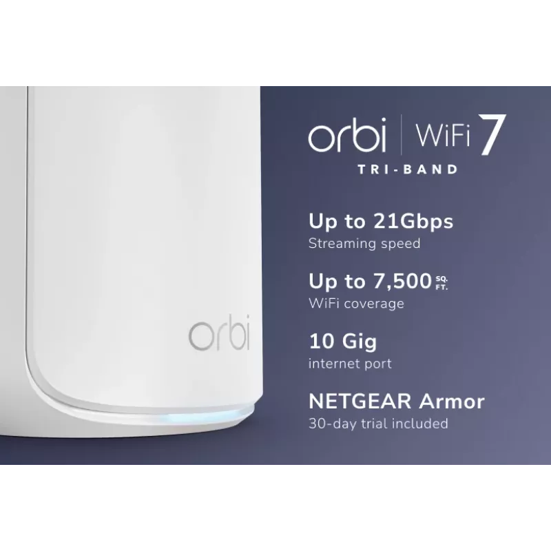 NETGEAR Orbi 870 Tri-band (2.4 GHz / 5 GHz / 6 GHz) Baltas 5 vidinės antenos