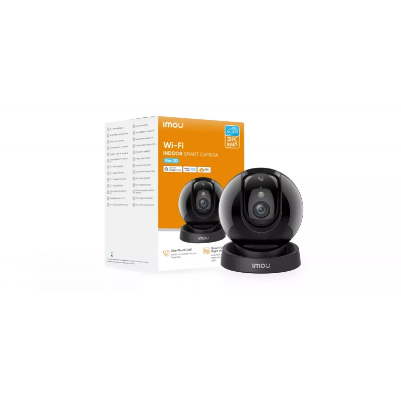 Imou Rex 3D 5MP-R1 H.265 belaidė PT stebėjimo kamera, IP, vidaus, laidinis/belaidis, Alexa/Google Assistant, juoda