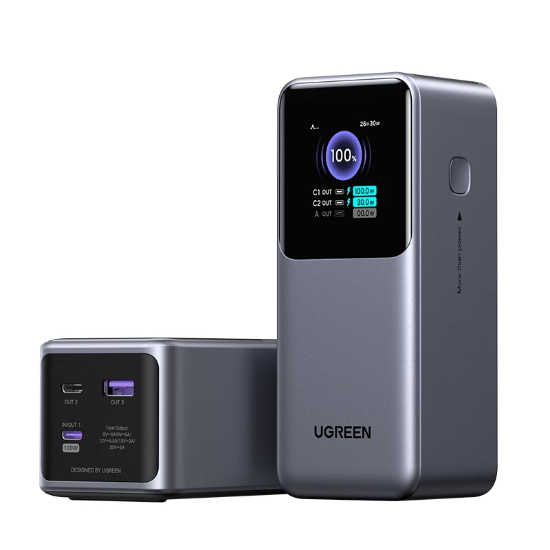 Ugreen 20000mAh 130W greitojo įkrovimo powerbankas, pilka spalva