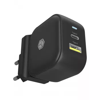 Sieninis įkroviklis ICY BOX 2 prievadų USB Power Delivery greitasis įkrovimas juodas