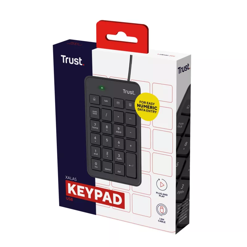 Trust 22221 skaitmeninis klaviatūros blokas nešiojamam kompiuteriui / asmeniniam kompiuteriui, USB, juodas