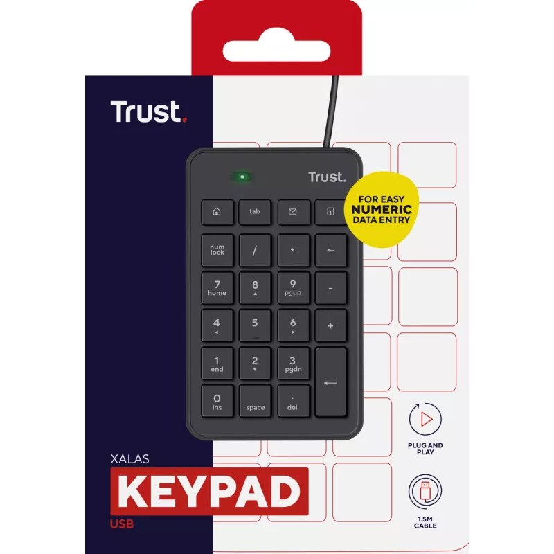 Trust 22221 skaitmeninis klaviatūros blokas nešiojamam kompiuteriui / asmeniniam kompiuteriui, USB, juodas