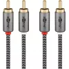 Garso laidas WENTRONIC Goobay 65293 — 2 m, 2×RCA vyriškas į 2×RCA vyriškas, varis, paauksuoti kontaktai, magnetinis ekranavimas, pilka