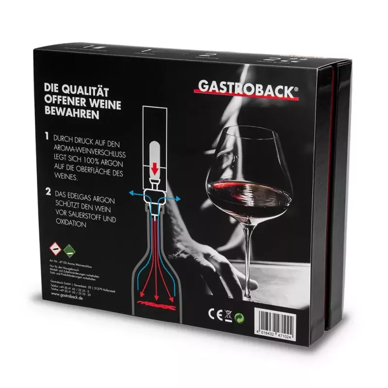 Kamštis dekanteriui Gastroback Aroma 47102 juodas nerūdijantis plienas