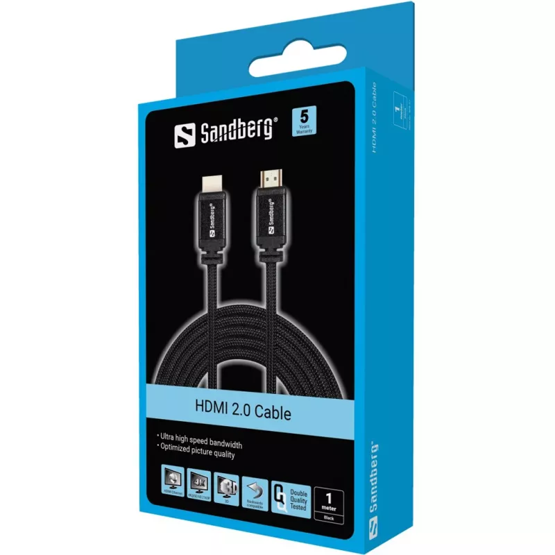 HDMI kabelis Sandberg HDMI 2.0 19M-19M 1 m