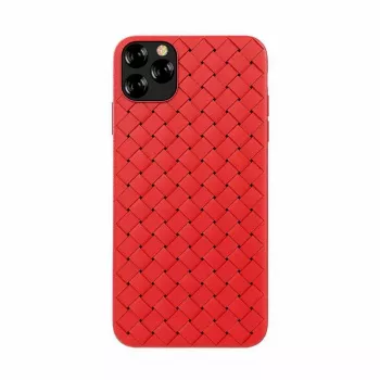 Minkštas telefono dėklas Devia iPhone 11 Pro — austas raštas, raudonas