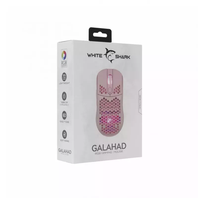 Pelė White Shark Galahad Pink USB Type-A