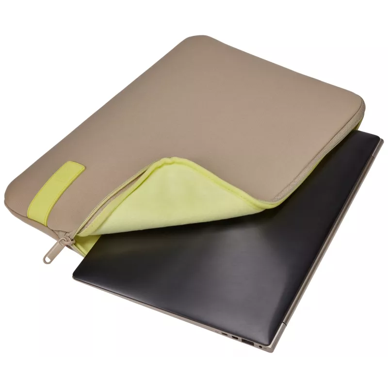 Case Logic Reflect REFPC-114 Plaza Taupe/Sun-Lime 35,6 cm (14 colių) rankovinis dėklas nešiojamam kompiuteriui