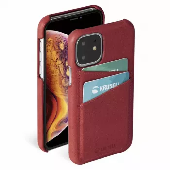 Dėklas Krusell Sunne Apple iPhone 11, natūrali oda, vintažinė raudona