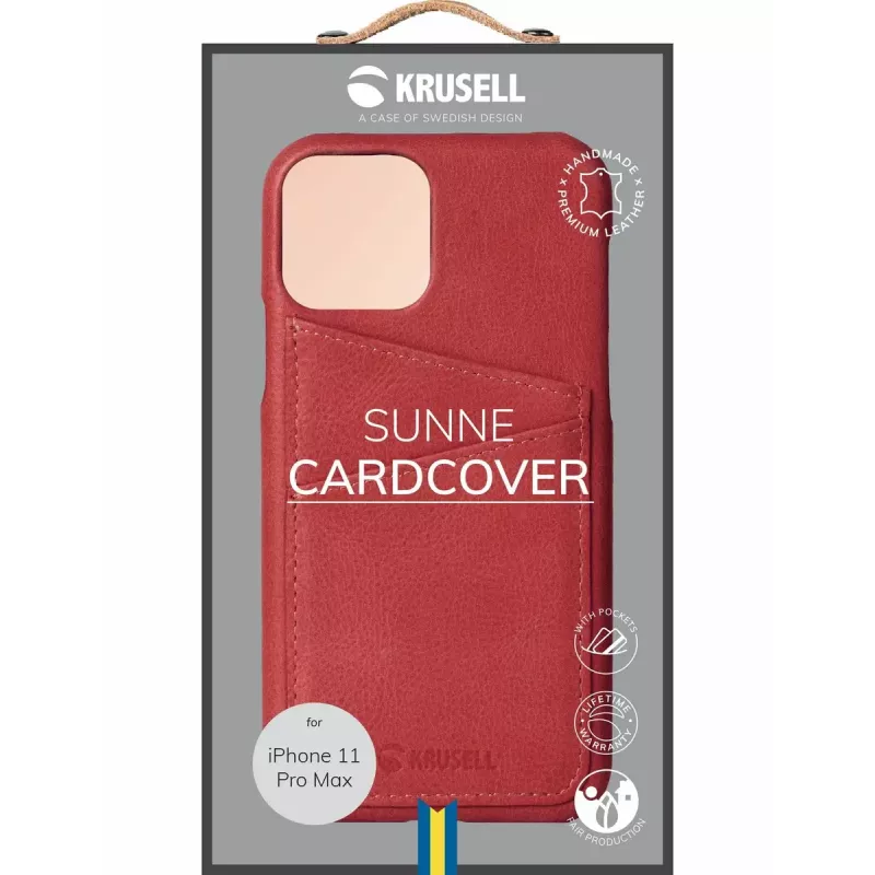 Krusell Sunne CardCover apsauginis dėklas Apple iPhone 11 Pro Max, vintage raudonas