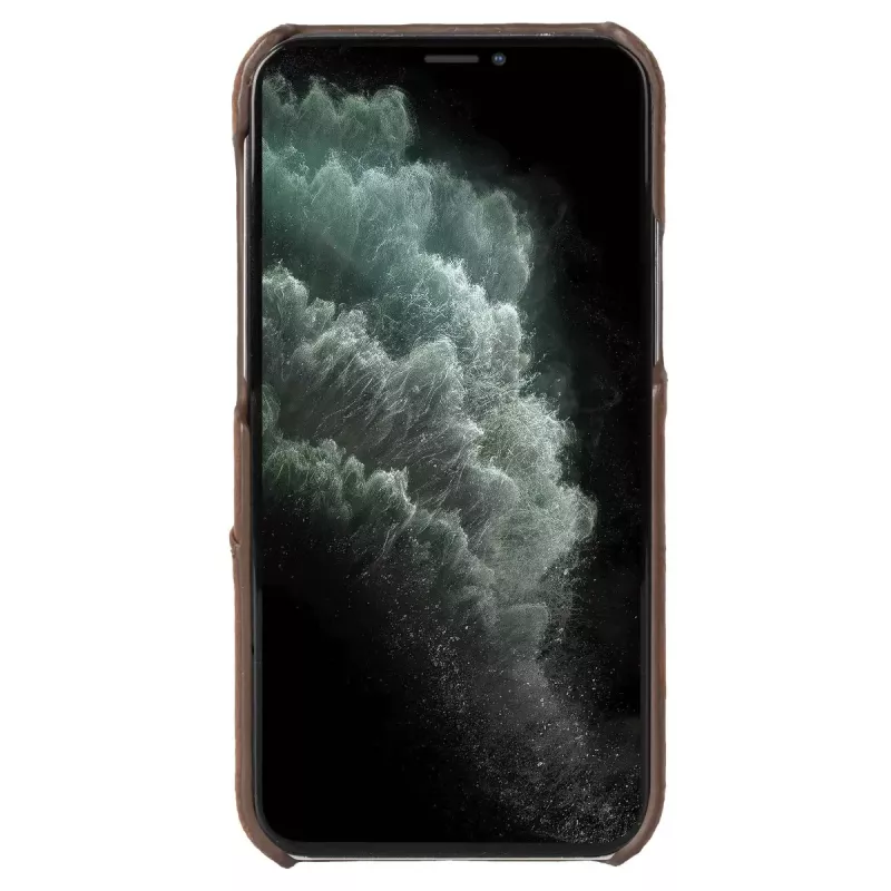 Krusell 62154 dėklas iPhone 12 Mini – rudas su kortelių kišene