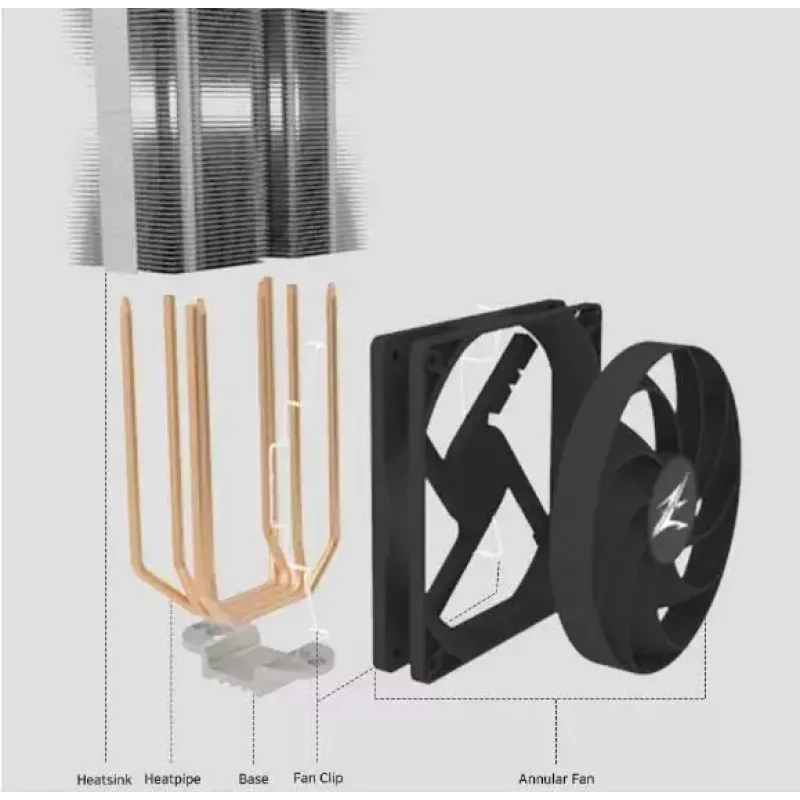 CPU aušintuvas ZALMAN CNPS10X PERFORMA ST su 120 mm ventiliatoriumi ir 4 šilumos vamzdeliais