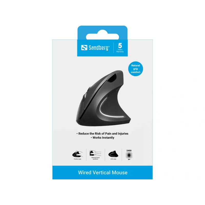 Laidinė pelė Sandberg Wired Vertical Mouse USB Type-A