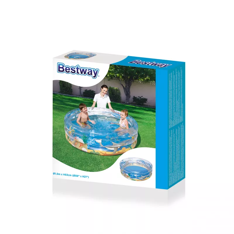 Pripučiamas baseinas vaikams Bestway Transparent Sea Life Pool Ø1,5 m x H53 cm