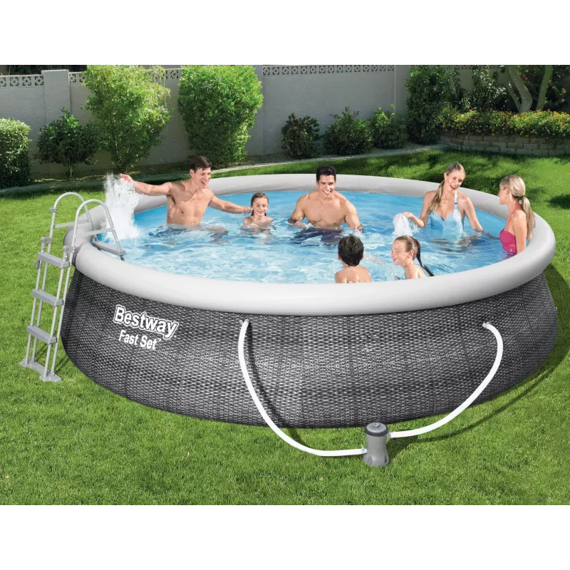 Pripučiamas baseinas Bestway 57372 apvalus 12362 L pilkas