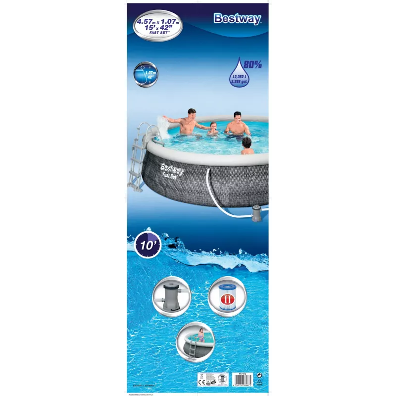 Pripučiamas baseinas Bestway 57372 apvalus 12362 L pilkas