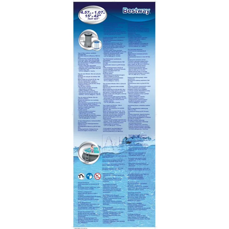 Pripučiamas baseinas Bestway 57372 apvalus 12362 L pilkas