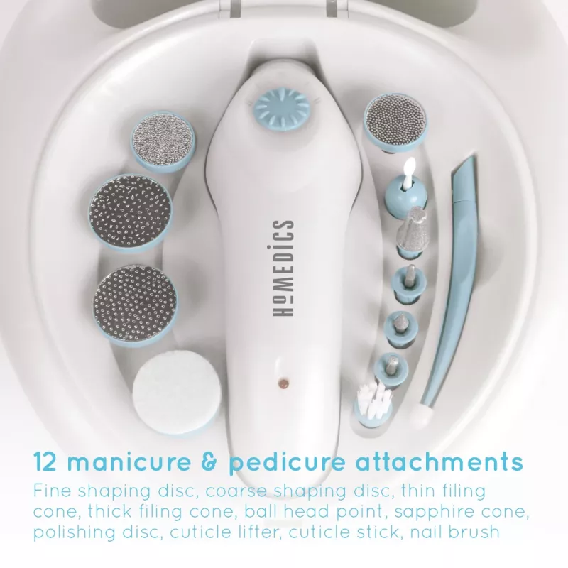 Manikiūro ir pedikiūro priemonių rinkinys HoMedics MAN-3023A-EU 2 antgaliai plastikiniai mėlyna balta