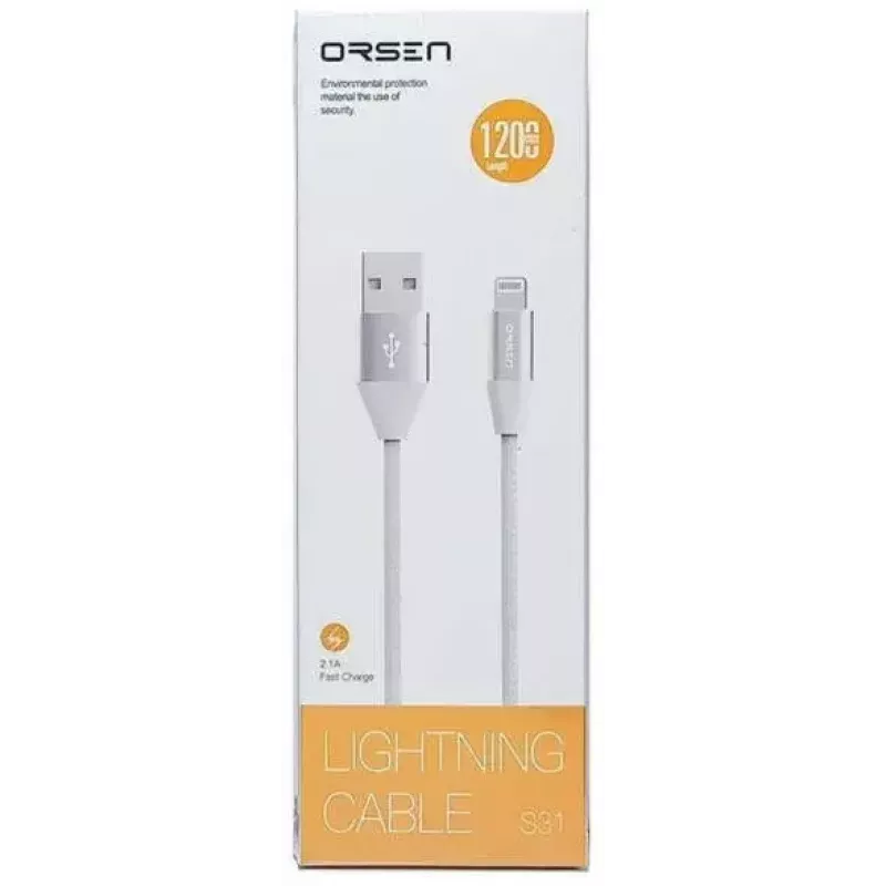 Micro USB duomenų laidas Orsen S32 2,1A 1,2 m pilkas