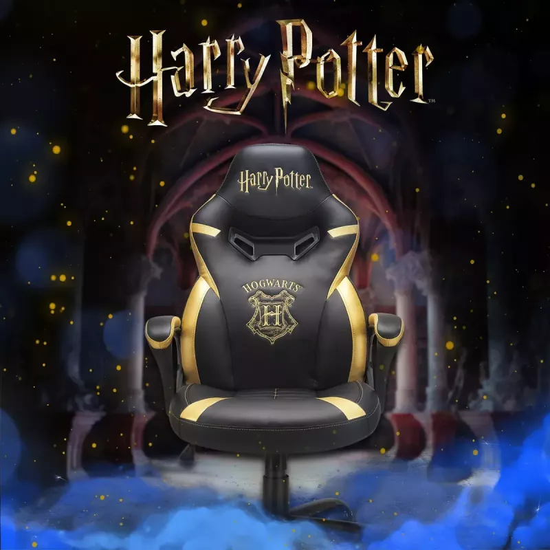 PC žaidimų kėdė Subsonic Junior Hogwarts, apmušta sėdynė su paminkštinimu, juoda/geltona