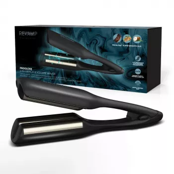 Revamp Progloss 2-in-1 Beach & Volume Waver garbanojimo lygintuvas Warm Black 3 m