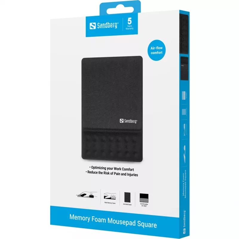 Pelėdos kilimėlis Sandberg Memory Foam Mousepad Square