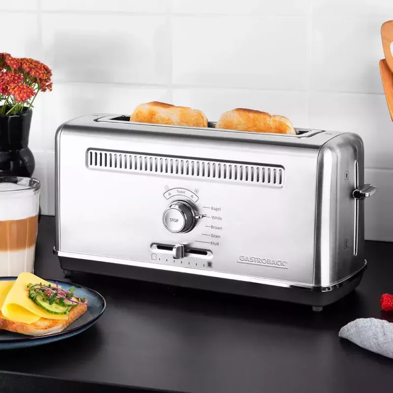 Gastroback Design Advanced 4S skrudintuvas 2 riekelėms 1100 W juodas nerūdijantis plienas