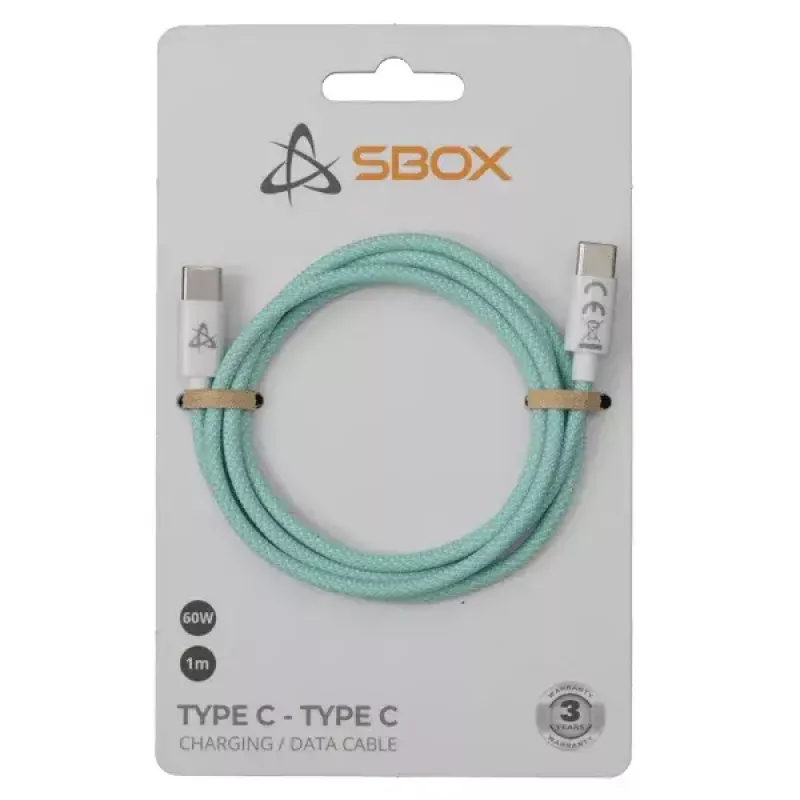 SBOX laidas USB Type-C -> USB Type-C M/M 1 m Žalias 60 W