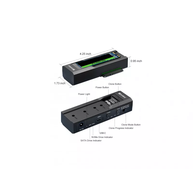 Sandberg USB 3.2 klonavimo stotelė ir dokas M2 NVMe / M2 SATA / 2.5 inch / 3.5 inch SATA diskams