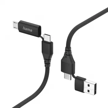 Hama 00201537 USB laidas USB 2.0 1.5 m USB A/USB C USB C/Micro-USB B juodas