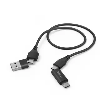 Hama 00201537 USB laidas USB 2.0 1.5 m USB A/USB C USB C/Micro-USB B juodas
