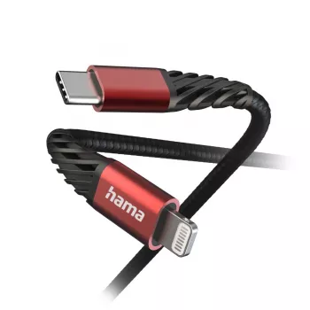 Hama Extreme Lightning į USB-C laidas 1,5 m 3A juoda raudona