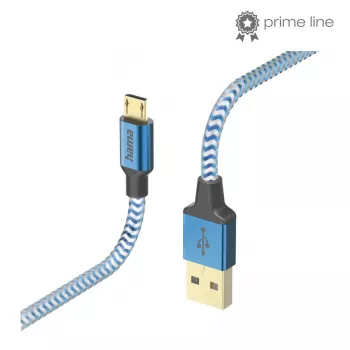 USB laidas Hama Reflective USB 2.0 1,5 m USB A Micro-USB B mėlynas