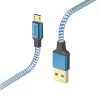 USB laidas Hama Reflective USB 2.0 1,5 m USB A Micro-USB B mėlynas