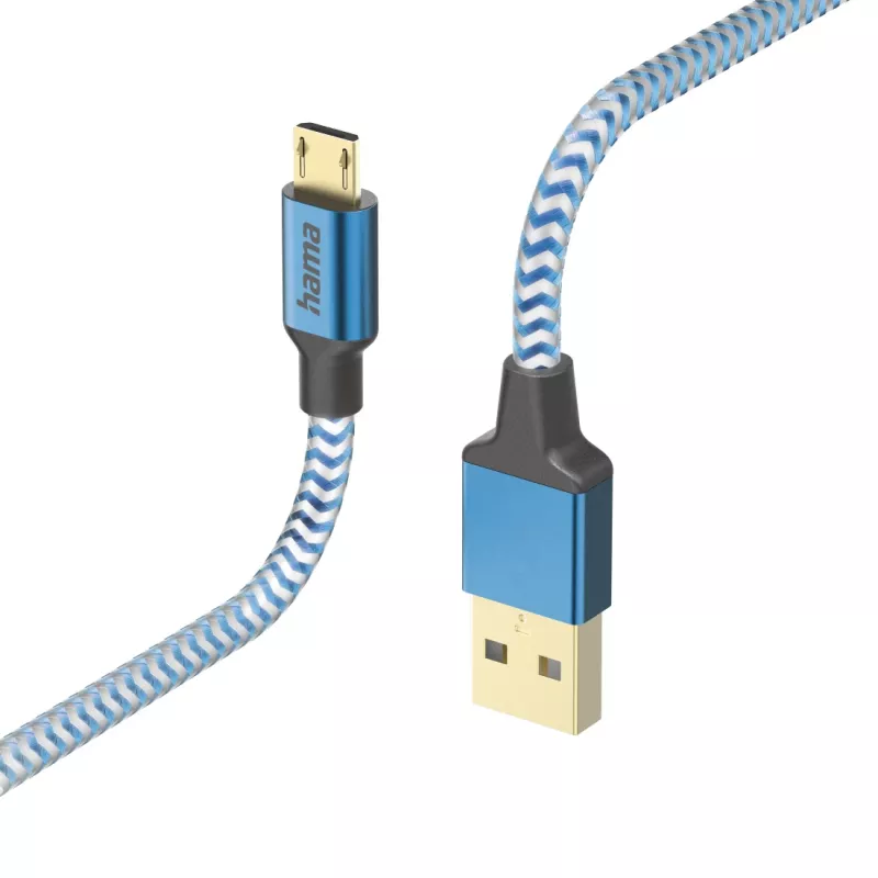 USB laidas Hama Reflective USB 2.0 1,5 m USB A Micro-USB B mėlynas