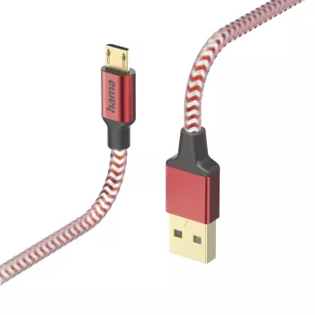 Hama Reflective USB kabelis USB 2.0 1,5 m USB A Micro-USB B raudonas