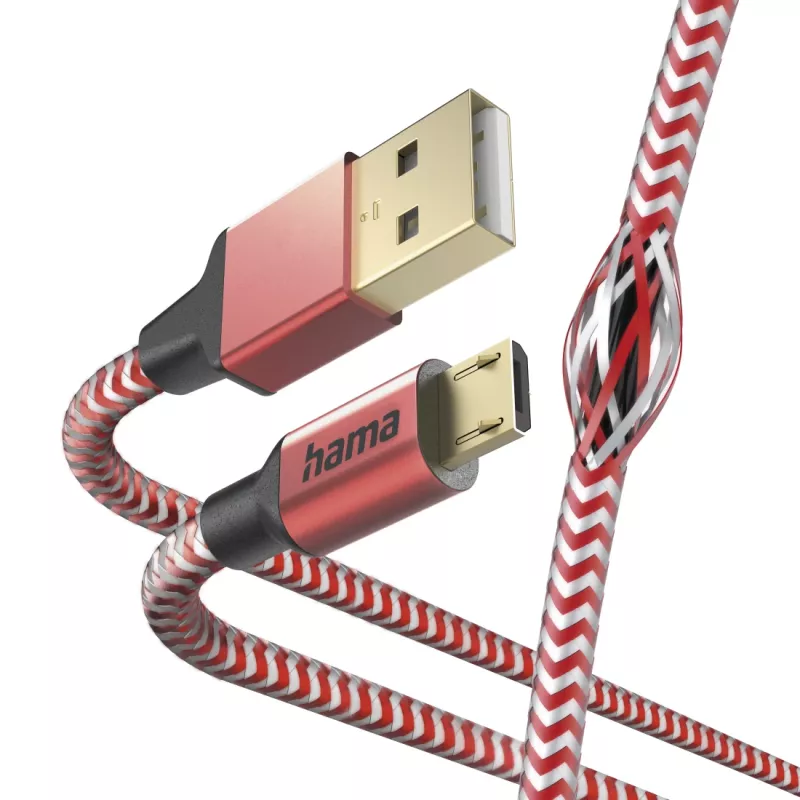 Hama Reflective USB kabelis USB 2.0 1,5 m USB A Micro-USB B raudonas