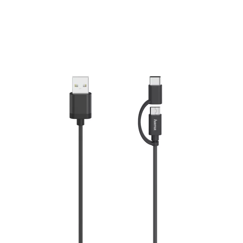 Hama 00200616 USB laidas USB 2.0 0,75 m USB A / USB C & Micro-USB A juodas