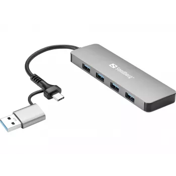 Sandberg USB-C/A į 4xUSB 3.0 šakotuvas aliuminis 5000 Mbit/s