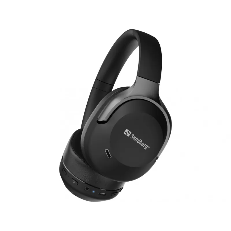 Sandberg Wireless Travel Headset ANC+ENC, belaidės, skambučiams/muzikai, 228 g, ausinės, juodos