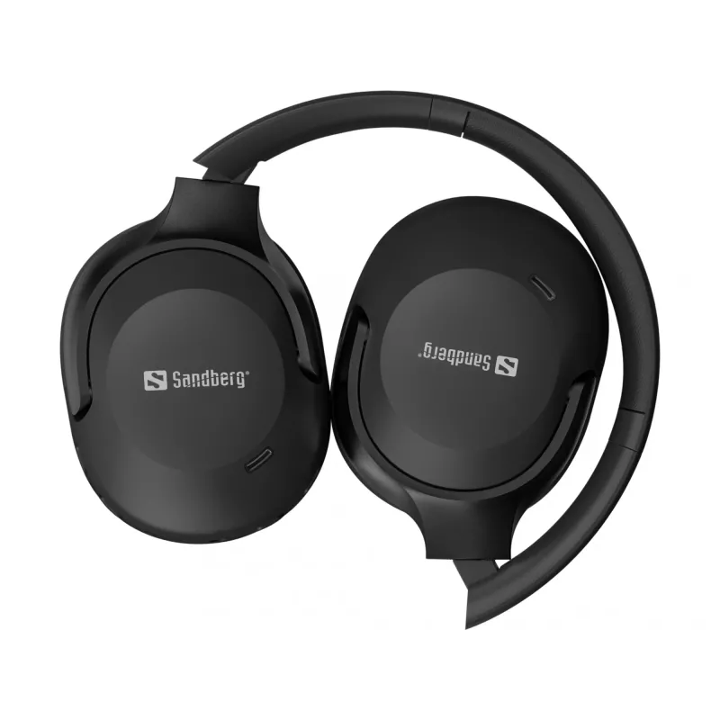 Sandberg Wireless Travel Headset ANC+ENC, belaidės, skambučiams/muzikai, 228 g, ausinės, juodos