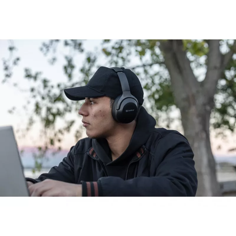 Sandberg Wireless Travel Headset ANC+ENC, belaidės, skambučiams/muzikai, 228 g, ausinės, juodos
