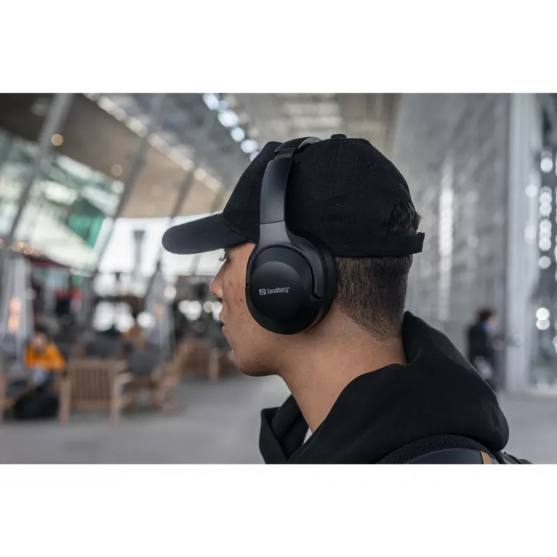Sandberg Wireless Travel Headset ANC+ENC, belaidės, skambučiams/muzikai, 228 g, ausinės, juodos