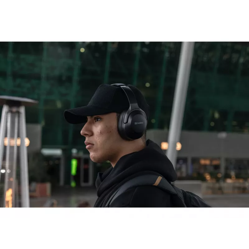 Sandberg Wireless Travel Headset ANC+ENC, belaidės, skambučiams/muzikai, 228 g, ausinės, juodos