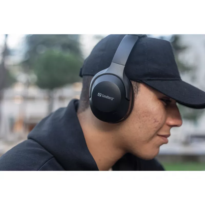 Sandberg Wireless Travel Headset ANC+ENC, belaidės, skambučiams/muzikai, 228 g, ausinės, juodos