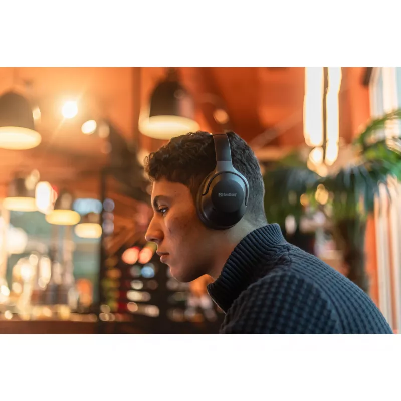 Sandberg Wireless Travel Headset ANC+ENC, belaidės, skambučiams/muzikai, 228 g, ausinės, juodos